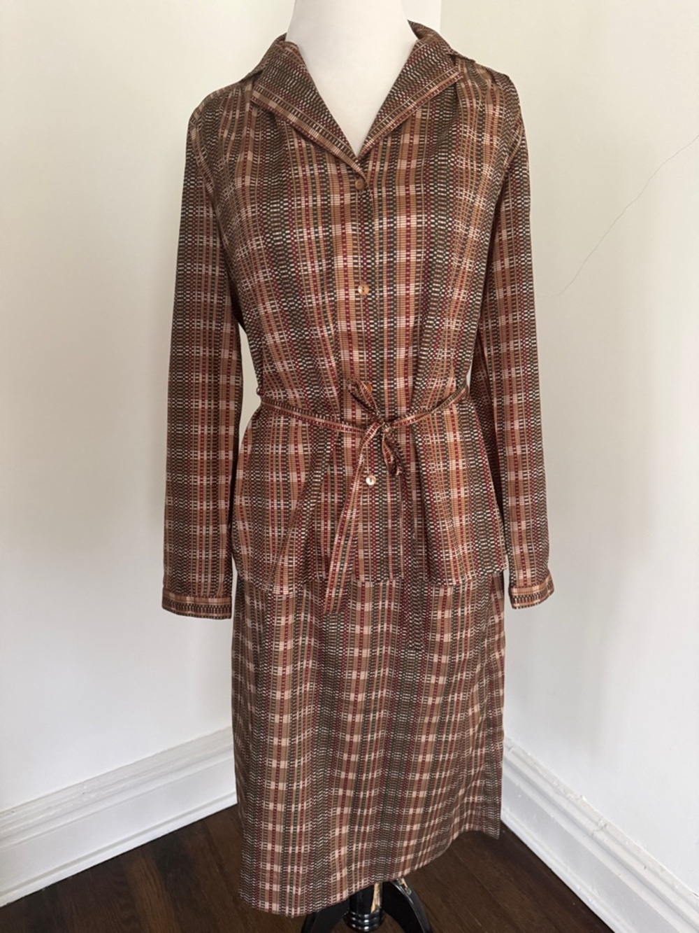 Vintage Philippe Marques Classic Brown Pattered Suit Skirt 8